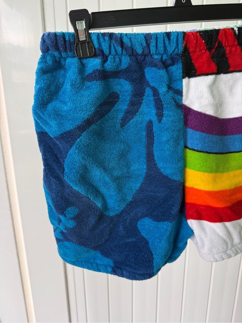 Terry vintage towel shorts Unisex Rainbow Hawaiian whimsy one of a kind
